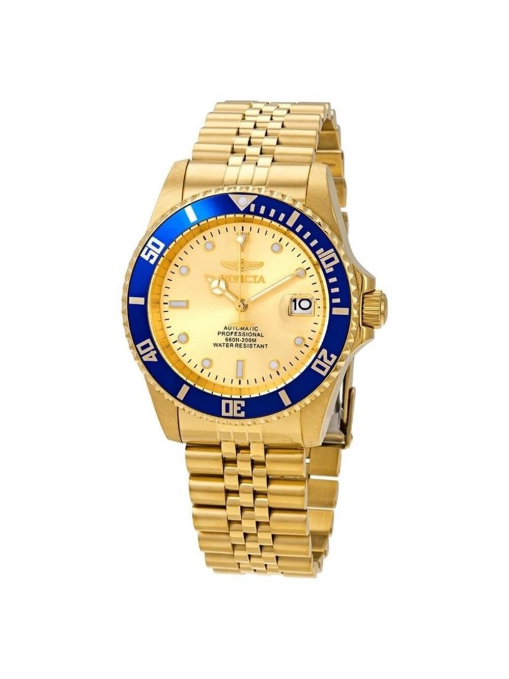 NWT Invicta Pro Diver Automatic Date Gold Dial Men's Watch